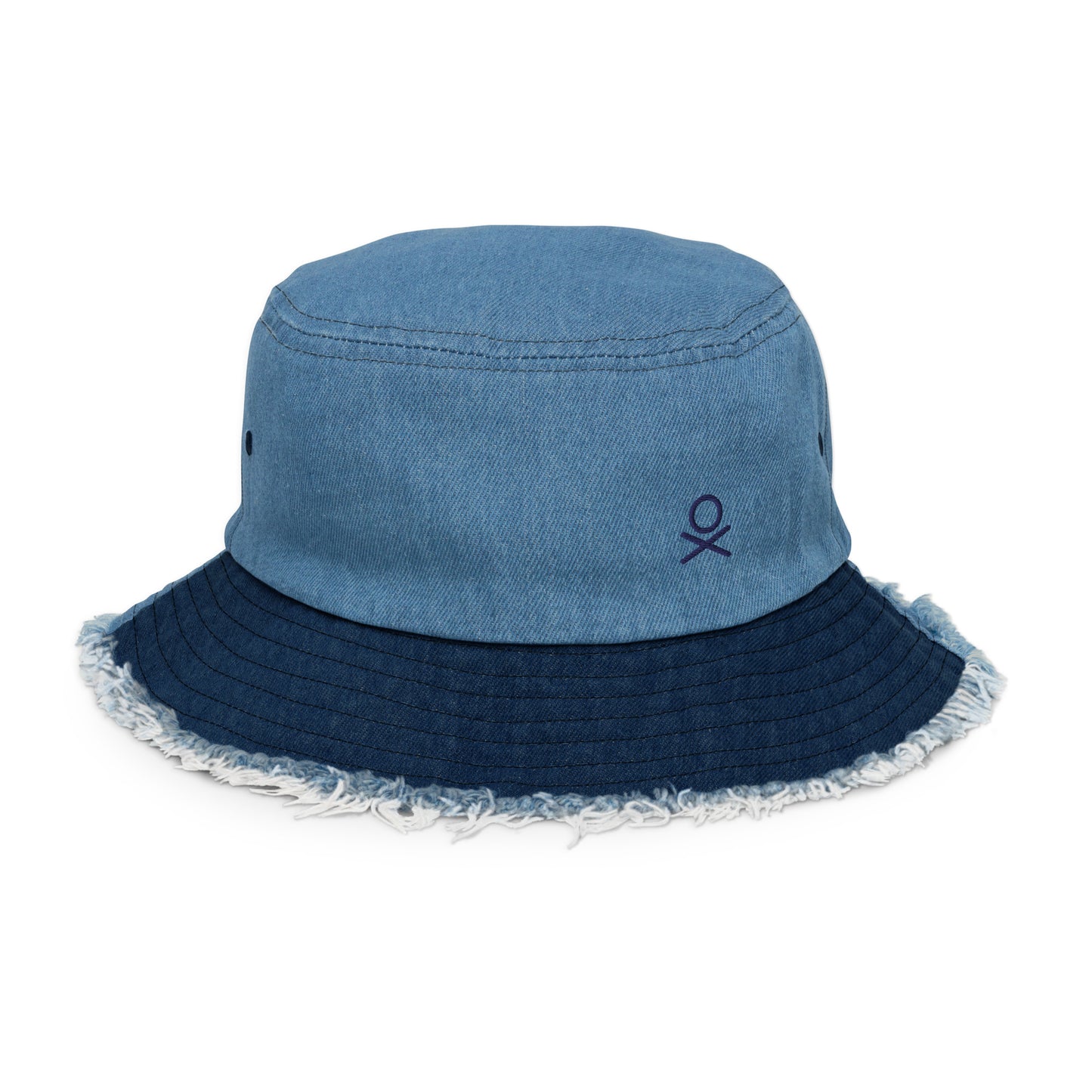 OX | NVY - Distressed denim bucket hat