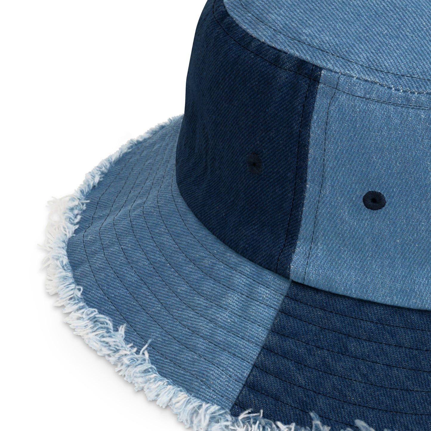 OX | NVY - Distressed denim bucket hat