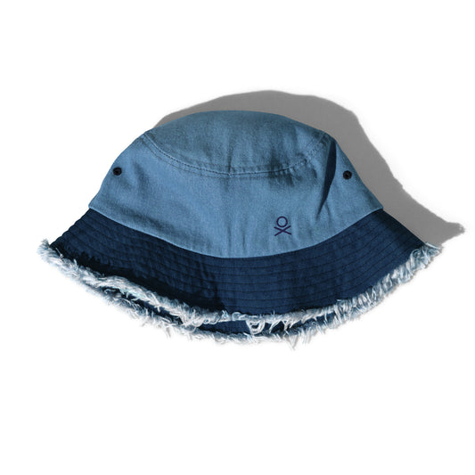 OX | NVY - Distressed denim bucket hat